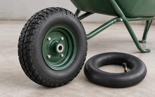 Roda pneumática de carrinho de mão e câmara de ar