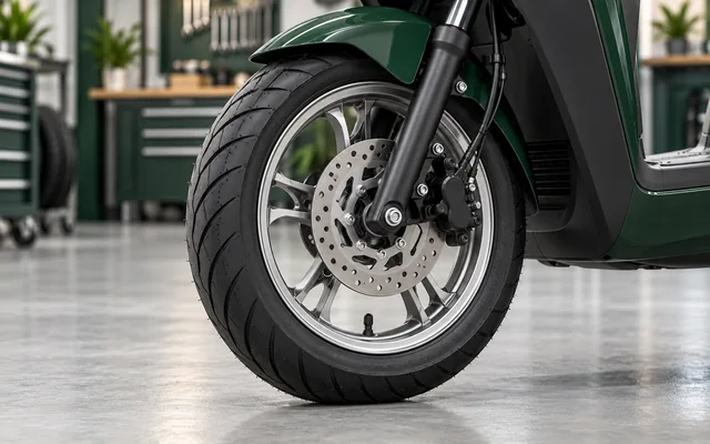 Pneu e roda dianteira de scooter elétrica, sem motor