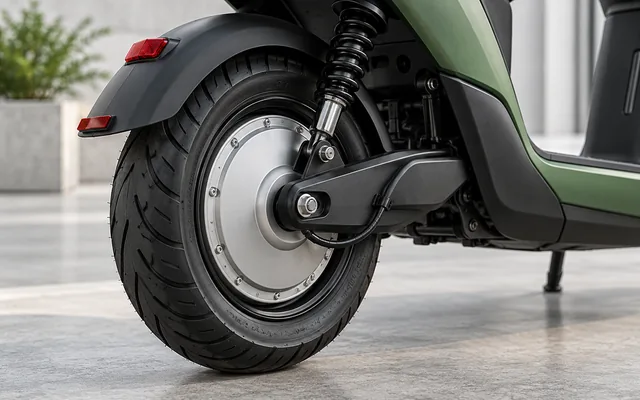 Roda traseira de scooter elétrica com motor no cubo