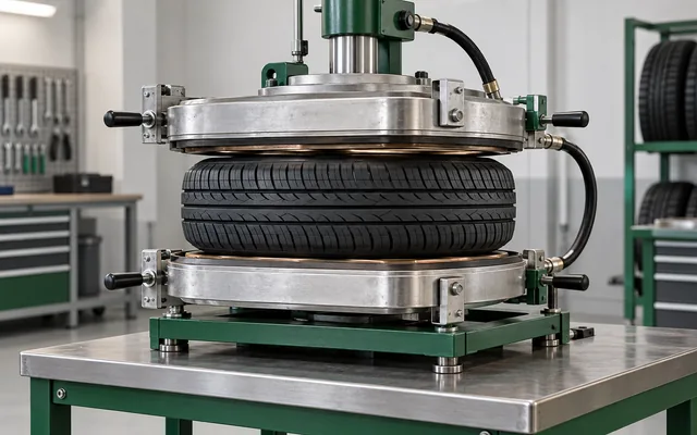 Pneu em equipamento de vulcanização a quente